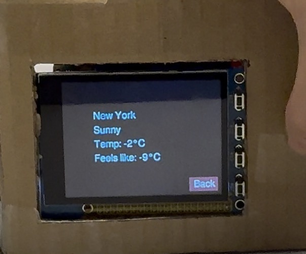 Weather application running on the desktop assistant